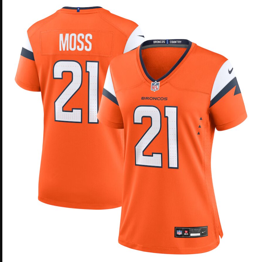 women Denver Broncos #21 Moss orange 2024 Nike Limited NFL Jersey style 2